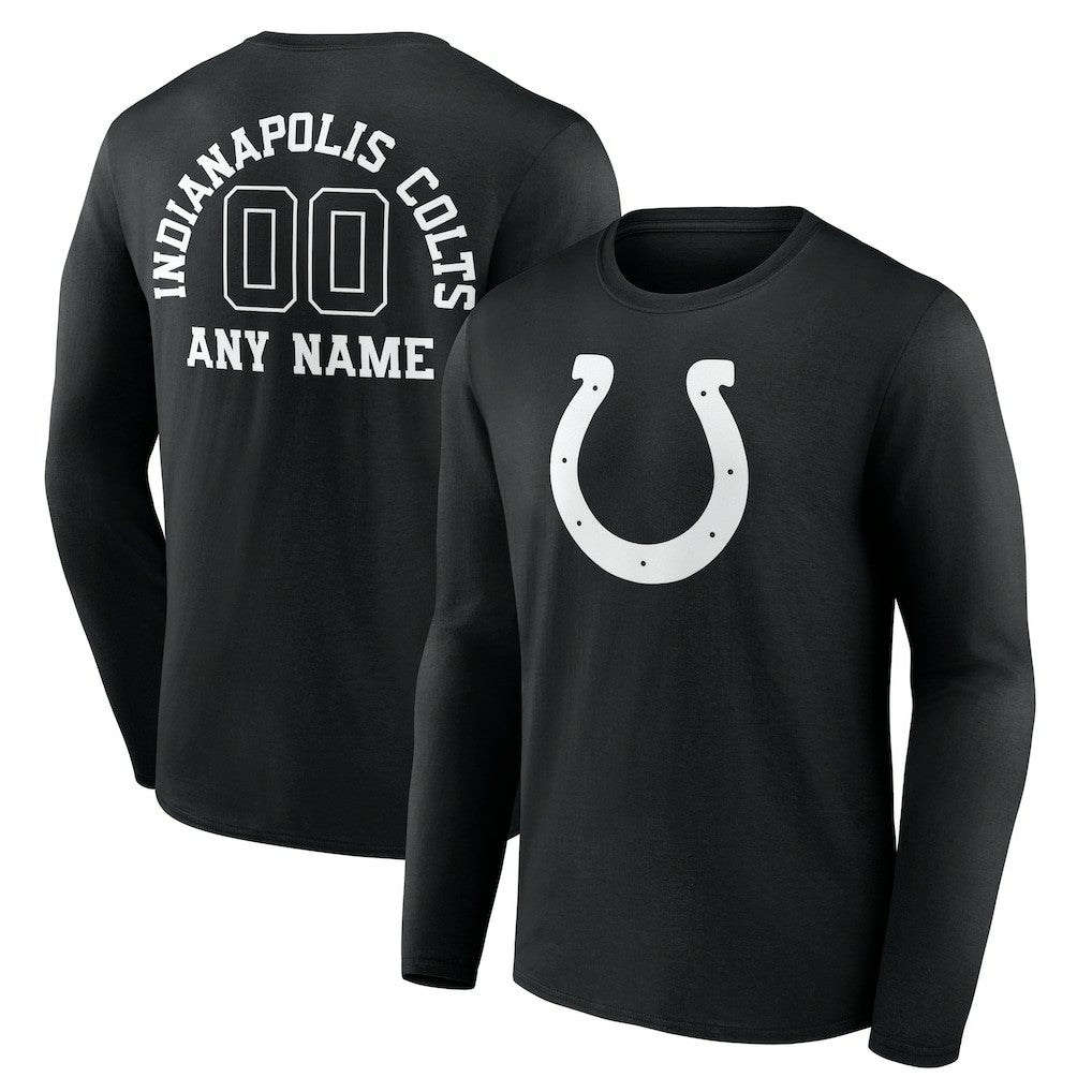Indianapolis Colts Personalized Name & Number Monochrome Long Sleeve T-Shirt Black | NFL