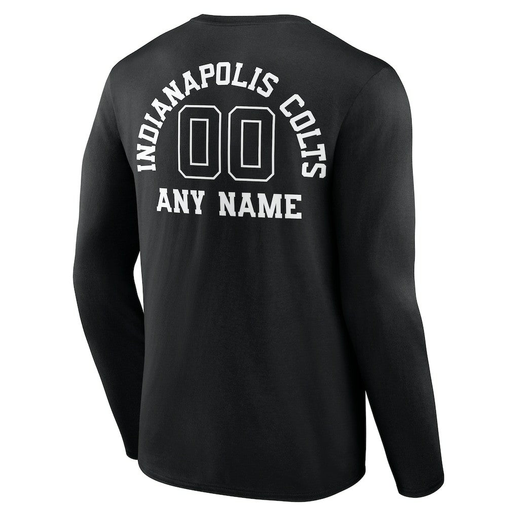 Indianapolis Colts Personalized Name & Number Monochrome Long Sleeve T-Shirt Black | NFL