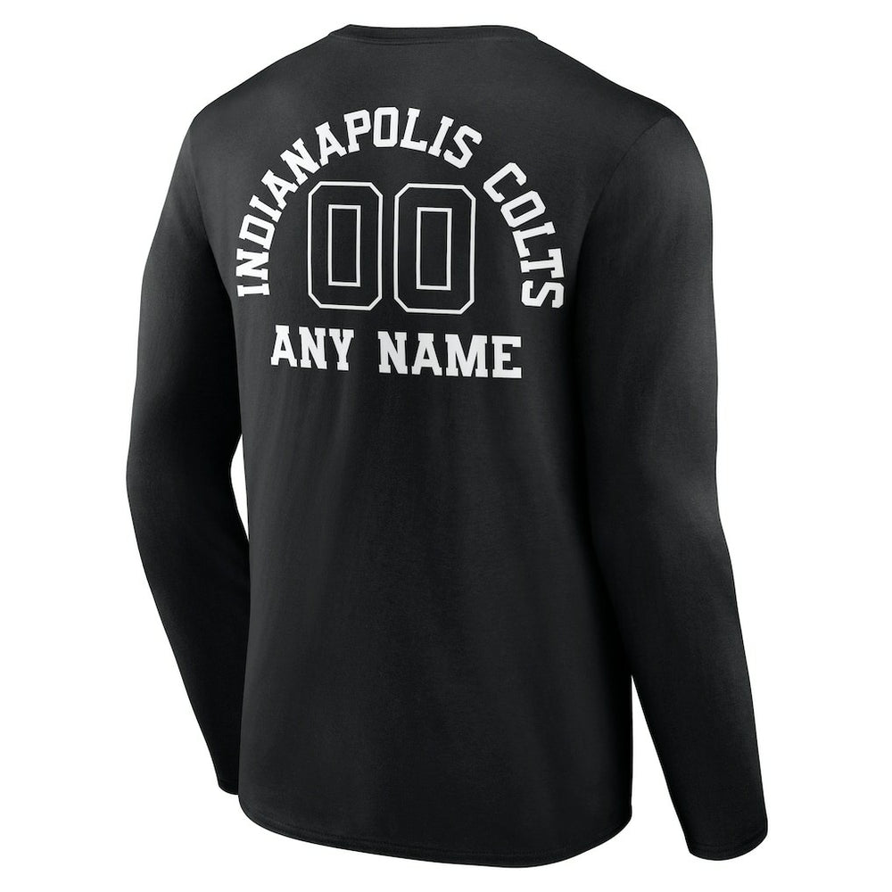 Indianapolis Colts Personalized Name & Number Monochrome Long Sleeve T-Shirt Black | NFL