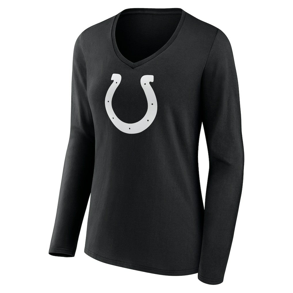 Indianapolis Colts Women's Personalized Name & Number Monochrome Long Sleeve V-Neck T-Shirt Black | NFL