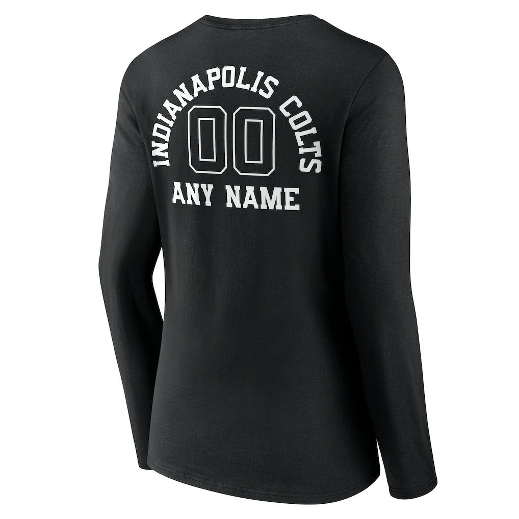 Indianapolis Colts Women's Personalized Name & Number Monochrome Long Sleeve V-Neck T-Shirt Black | NFL