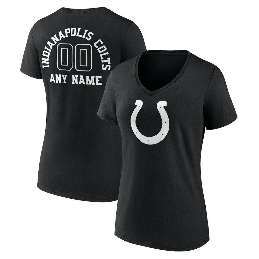 Indianapolis Colts Women's Personalized Name & Number Monochrome V-Neck T-Shirt Black | NFL