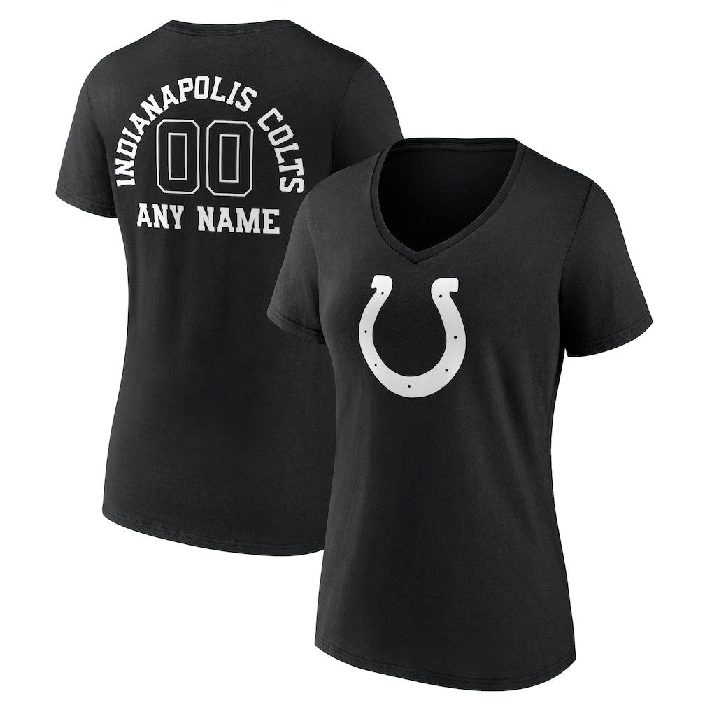 Indianapolis Colts Women's Personalized Name & Number Monochrome V-Neck T-Shirt Black | NFL