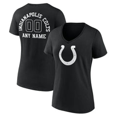 Indianapolis Colts Women's Personalized Name & Number Monochrome V-Neck T-Shirt Black | NFL