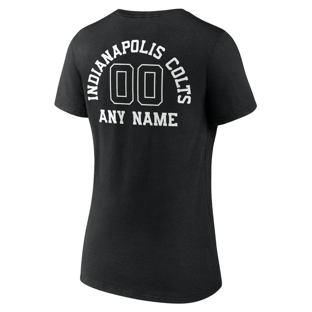 Indianapolis Colts Women's Personalized Name & Number Monochrome V-Neck T-Shirt Black | NFL