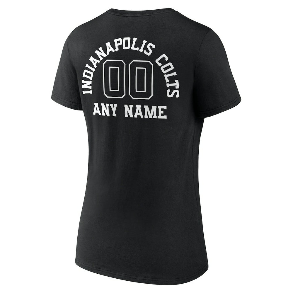 Indianapolis Colts Women's Personalized Name & Number Monochrome V-Neck T-Shirt Black | NFL