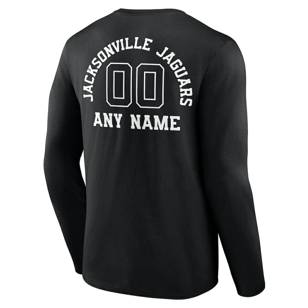 Jacksonville Jaguars Personalized Name & Number Monochrome Long Sleeve T-Shirt Black | NFL