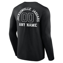 Jacksonville Jaguars Personalized Name & Number Monochrome Long Sleeve T-Shirt Black | NFL