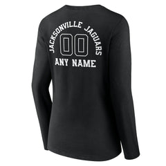 Jacksonville Jaguars Women's Personalized Name & Number Monochrome Long Sleeve V-Neck T-Shirt Black | NFL