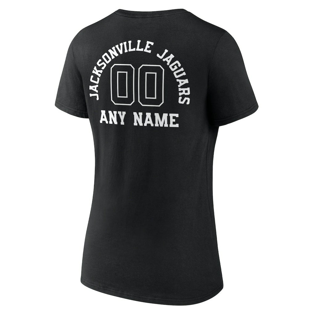 Jacksonville Jaguars Women's Personalized Name & Number Monochrome V-Neck T-Shirt Black | NFL