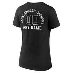 Jacksonville Jaguars Women's Personalized Name & Number Monochrome V-Neck T-Shirt Black | NFL