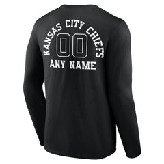 Kansas City Chiefs Personalized Name & Number Monochrome Long Sleeve T-Shirt Black | NFL