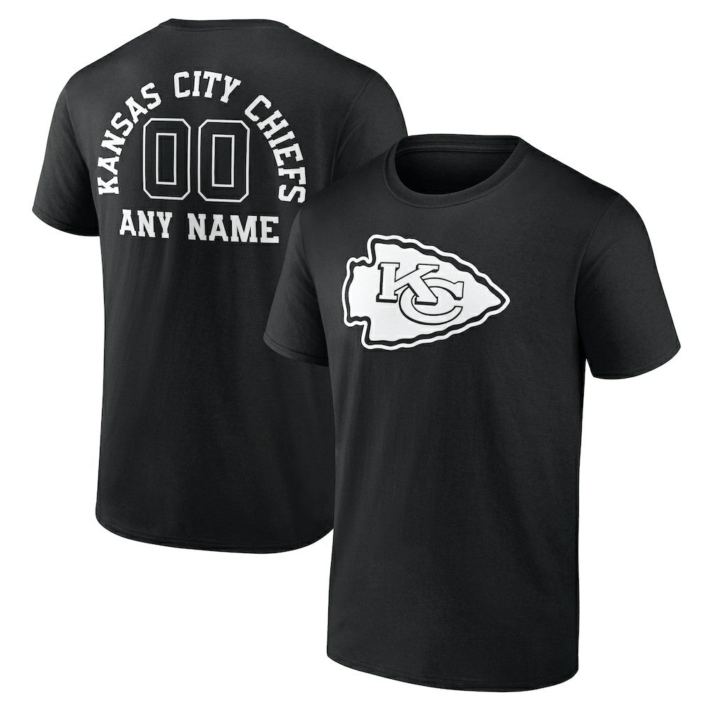 Kansas City Chiefs Personalized Name & Number Monochrome T-Shirt Black | NFL