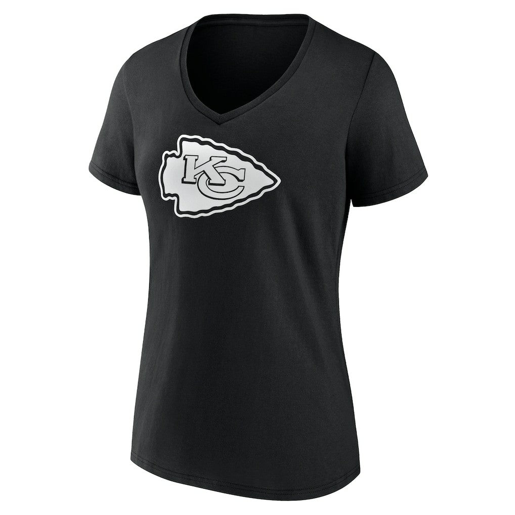 Kansas City Chiefs Women's Personalized Name & Number Monochrome V-Neck T-Shirt Black | NFL