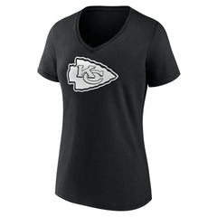 Kansas City Chiefs Women's Personalized Name & Number Monochrome V-Neck T-Shirt Black | NFL