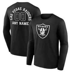 Las Vegas Raiders Personalized Name & Number Monochrome Long Sleeve T-Shirt Black | NFL