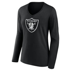 Las Vegas Raiders Women's Personalized Name & Number Monochrome Long Sleeve V-Neck T-Shirt Black | NFL