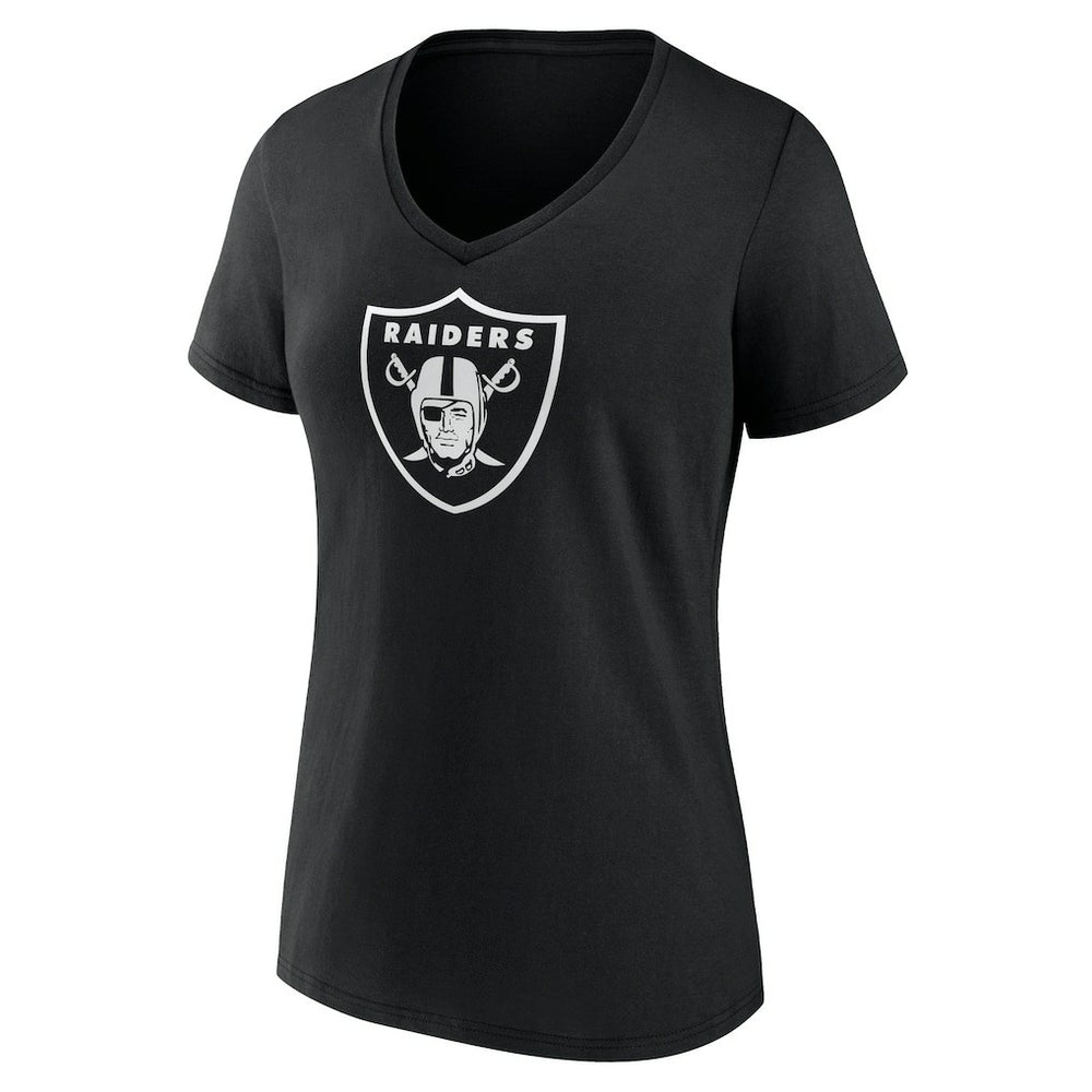 Las Vegas Raiders Women's Personalized Name & Number Monochrome V-Neck T-Shirt Black | NFL