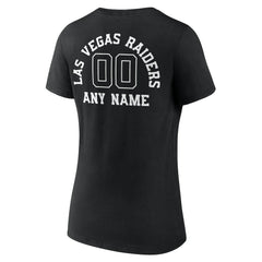 Las Vegas Raiders Women's Personalized Name & Number Monochrome V-Neck T-Shirt Black | NFL