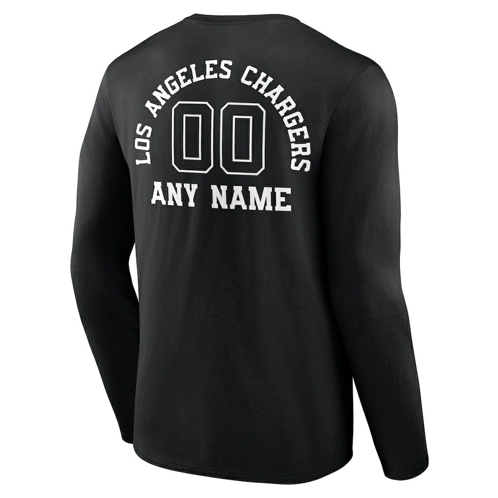 Los Angeles Chargers Personalized Name & Number Monochrome Long Sleeve T-Shirt Black | NFL