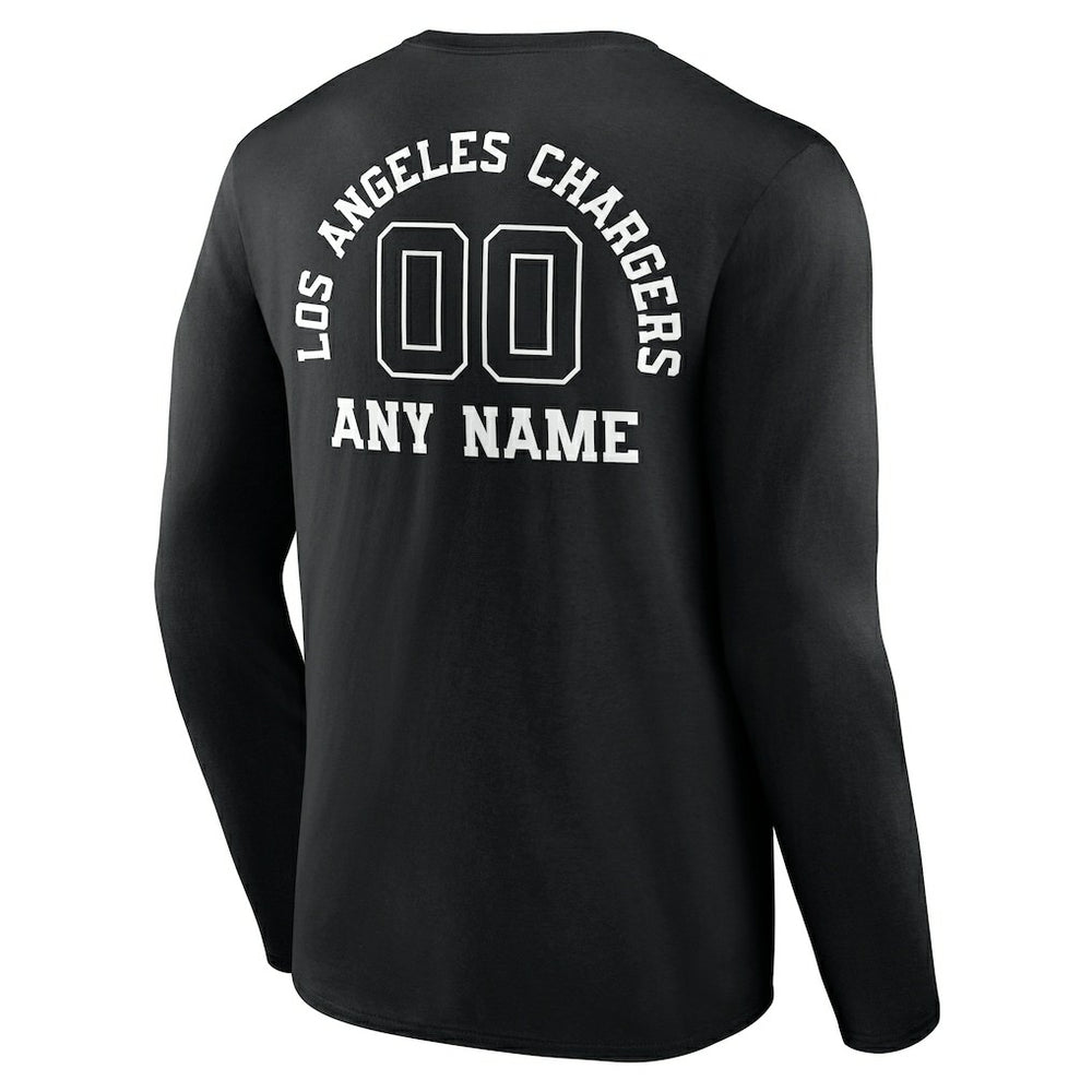 Los Angeles Chargers Personalized Name & Number Monochrome Long Sleeve T-Shirt Black | NFL