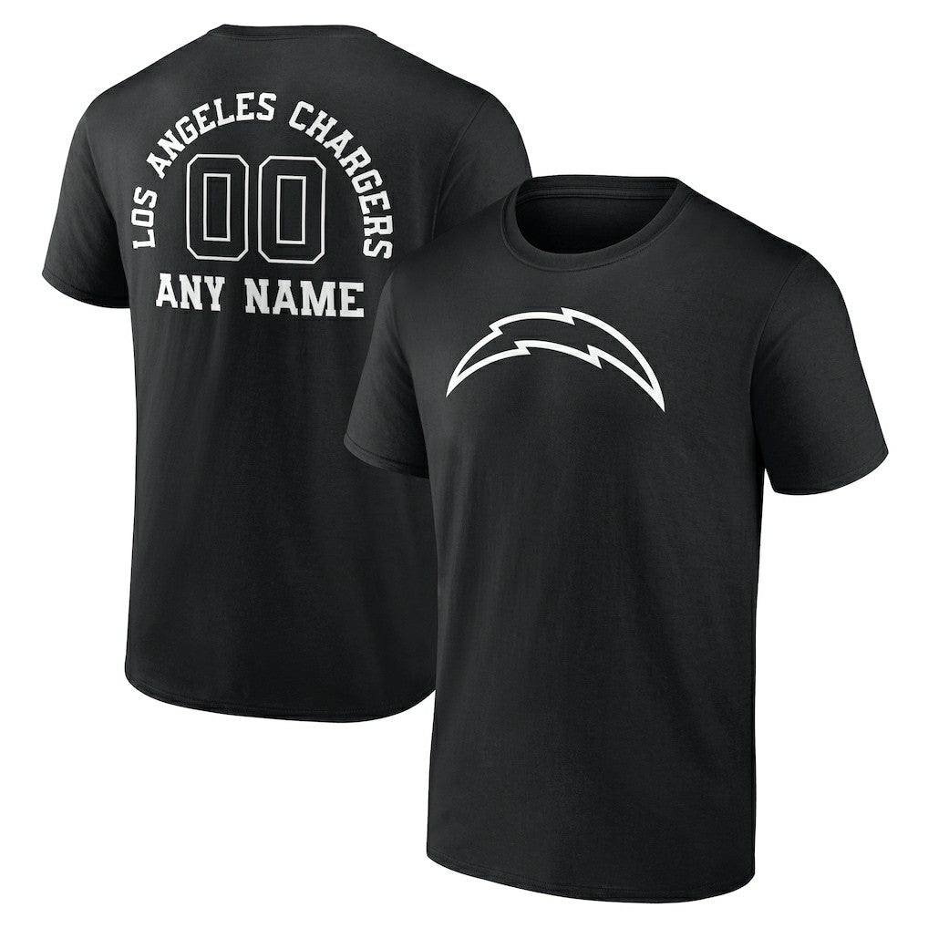 Los Angeles Chargers Personalized Name & Number Monochrome T-Shirt Black | NFL