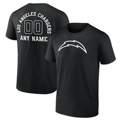 Los Angeles Chargers Personalized Name & Number Monochrome T-Shirt Black | NFL