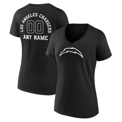 Los Angeles Chargers Women's Personalized Name & Number Monochrome V-Neck T-Shirt Black | NFL