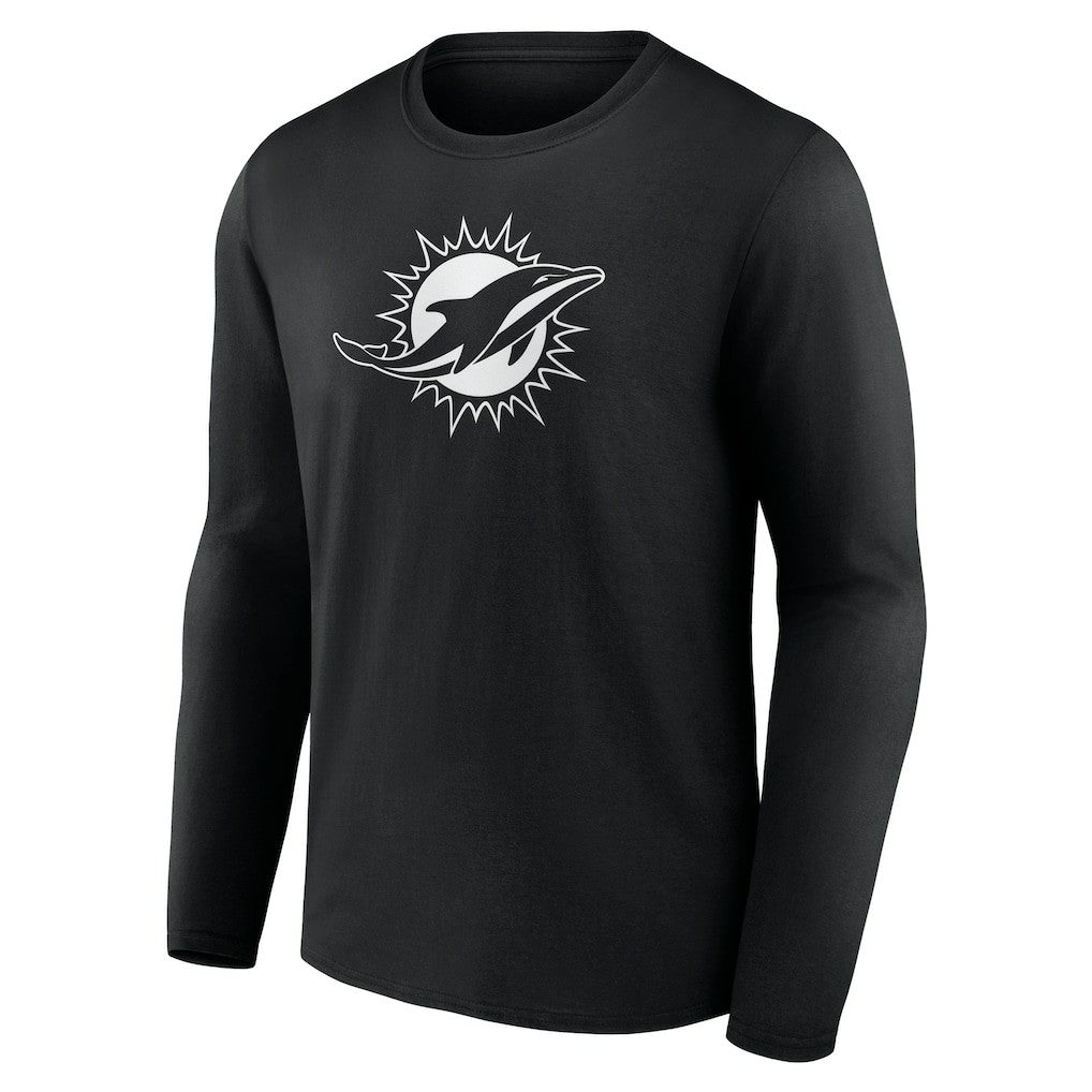 Miami Dolphins Personalized Name & Number Monochrome Long Sleeve T-Shirt Black | NFL