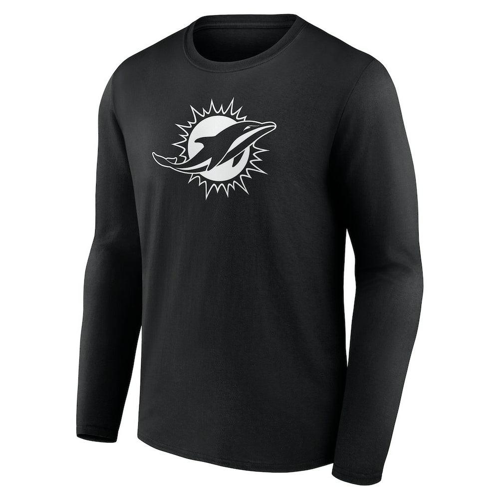 Miami Dolphins Personalized Name & Number Monochrome Long Sleeve T-Shirt Black | NFL