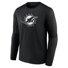 Miami Dolphins Personalized Name & Number Monochrome Long Sleeve T-Shirt Black | NFL
