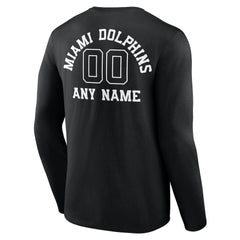 Miami Dolphins Personalized Name & Number Monochrome Long Sleeve T-Shirt Black | NFL
