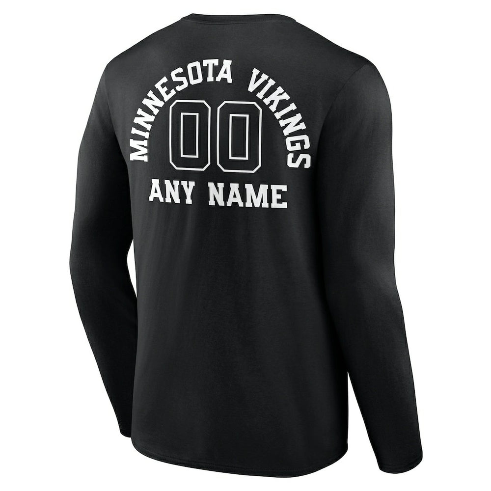 Minnesota Vikings Personalized Name & Number Monochrome Long Sleeve T-Shirt Black | NFL