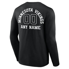 Minnesota Vikings Personalized Name & Number Monochrome Long Sleeve T-Shirt Black | NFL