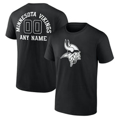 Minnesota Vikings Personalized Name & Number Monochrome T-Shirt Black | NFL