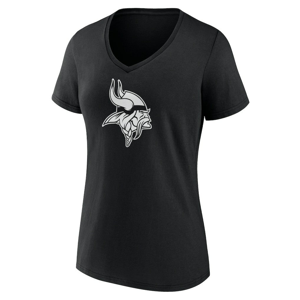Minnesota Vikings Women's Personalized Name & Number Monochrome V-Neck T-Shirt Black | NFL