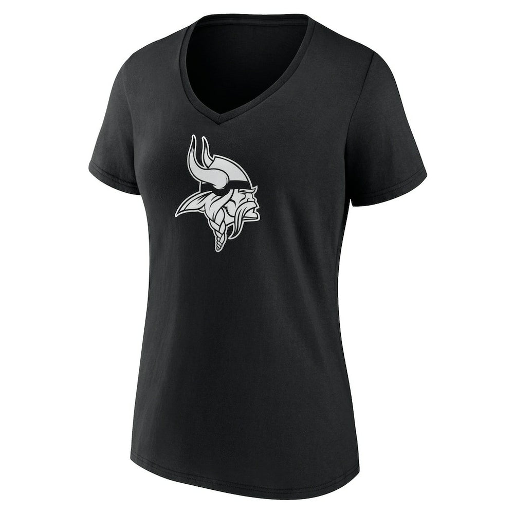 Minnesota Vikings Women's Personalized Name & Number Monochrome V-Neck T-Shirt Black | NFL
