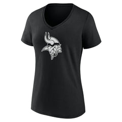 Minnesota Vikings Women's Personalized Name & Number Monochrome V-Neck T-Shirt Black | NFL