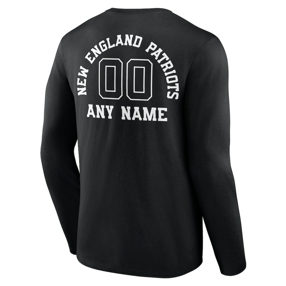 New England Patriots Personalized Name & Number Monochrome Long Sleeve T-Shirt Black | NFL