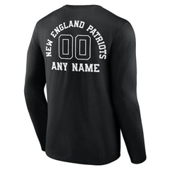 New England Patriots Personalized Name & Number Monochrome Long Sleeve T-Shirt Black | NFL