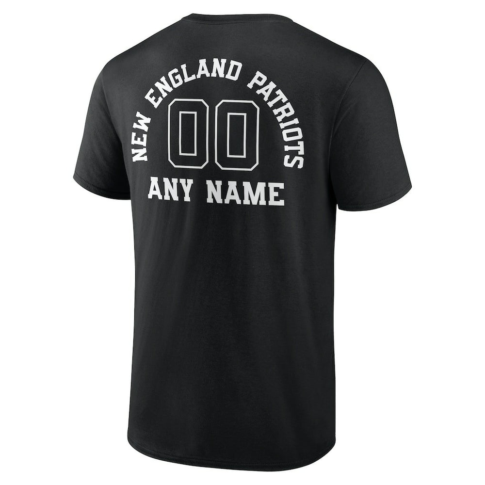 New England Patriots Personalized Name & Number Monochrome T-Shirt Black | NFL