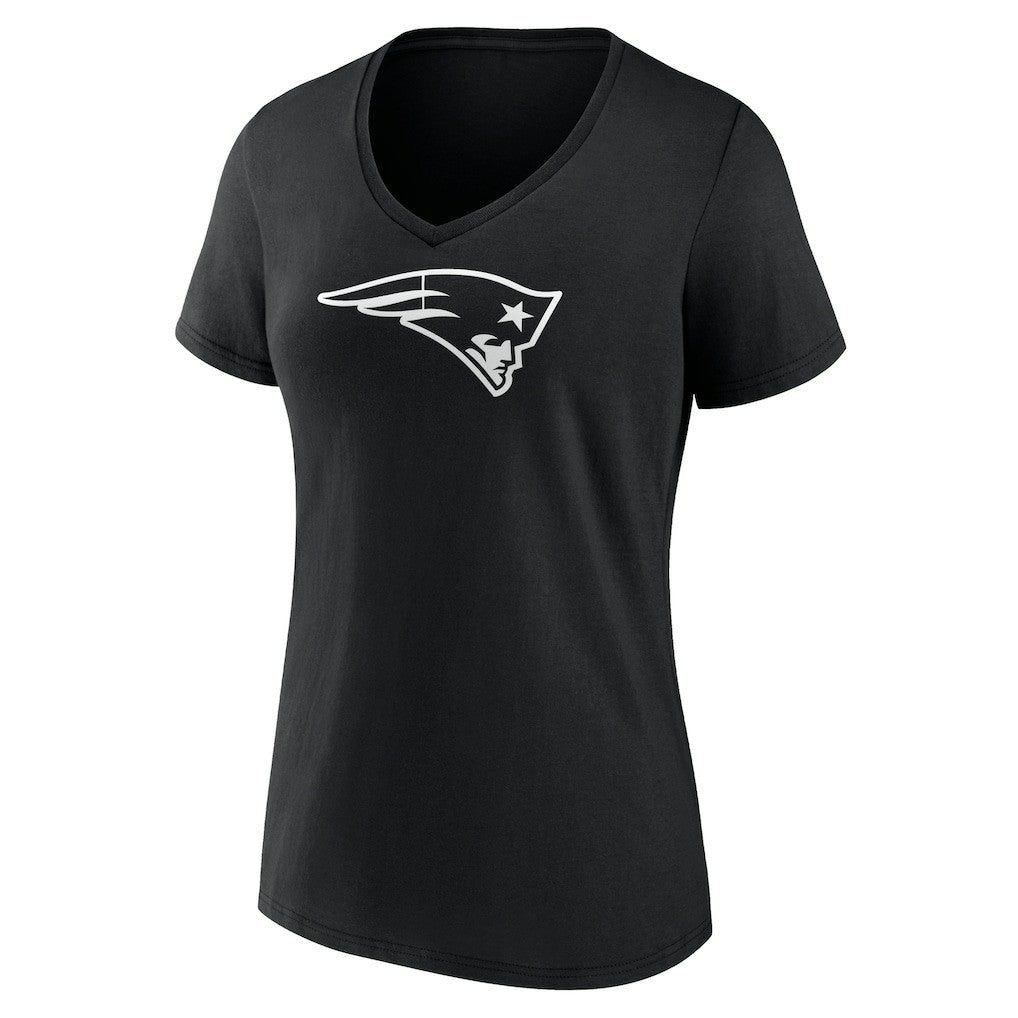 New England Patriots Women's Personalized Name & Number Monochrome V-Neck T-Shirt Black | NFL