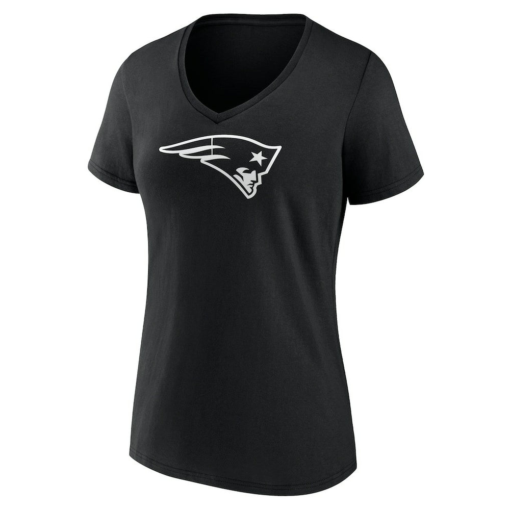 New England Patriots Women's Personalized Name & Number Monochrome V-Neck T-Shirt Black | NFL