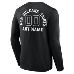 New Orleans Saints Personalized Name & Number Monochrome Long Sleeve T-Shirt Black | NFL