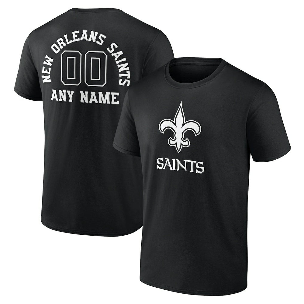 New Orleans Saints Personalized Name & Number Monochrome T-Shirt Black | NFL