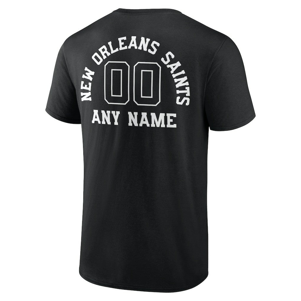 New Orleans Saints Personalized Name & Number Monochrome T-Shirt Black | NFL