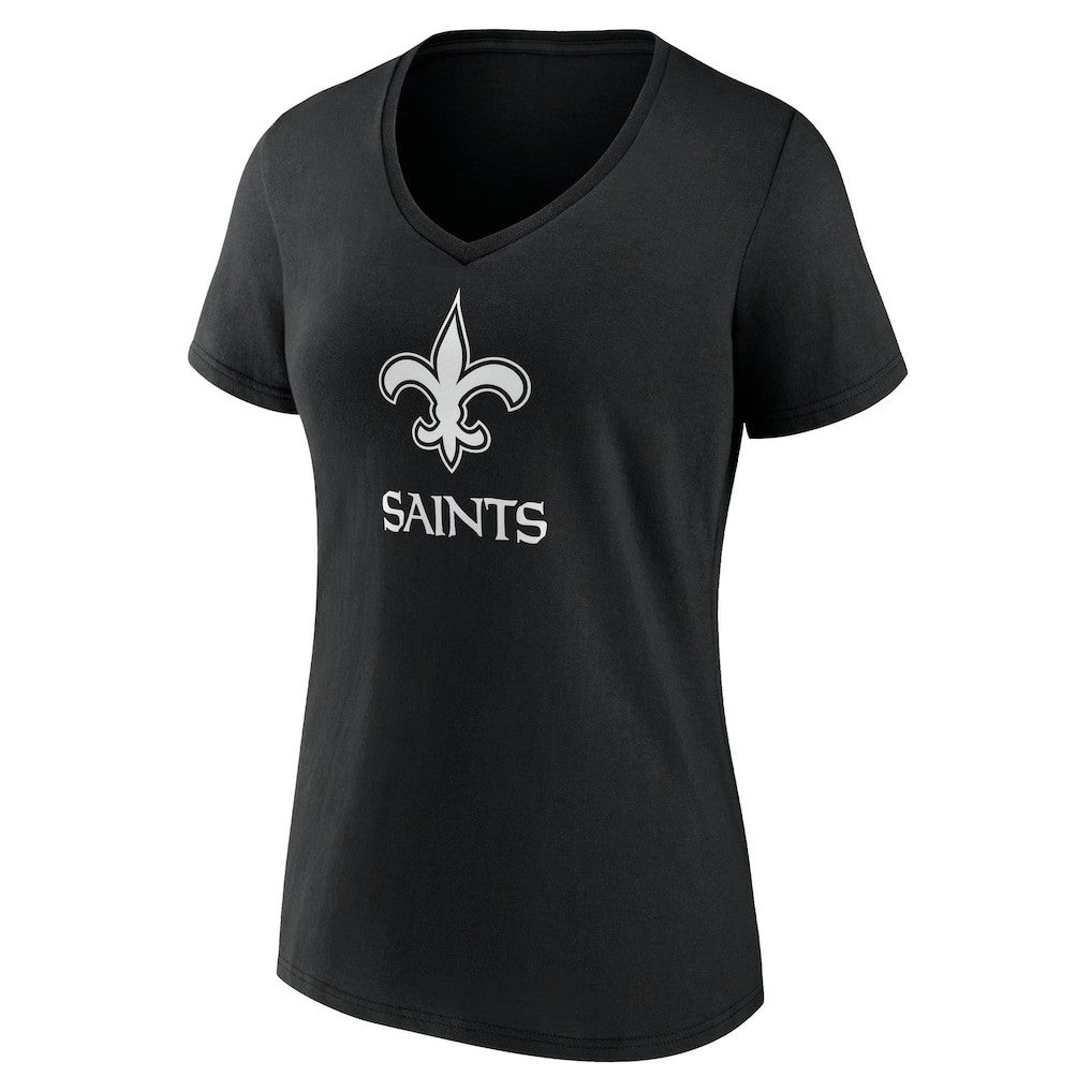 New Orleans Saints Women's Personalized Name & Number Monochrome V-Neck T-Shirt Black | NFL