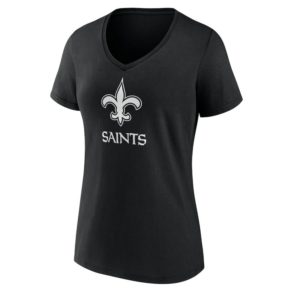 New Orleans Saints Women's Personalized Name & Number Monochrome V-Neck T-Shirt Black | NFL