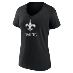 New Orleans Saints Women's Personalized Name & Number Monochrome V-Neck T-Shirt Black | NFL