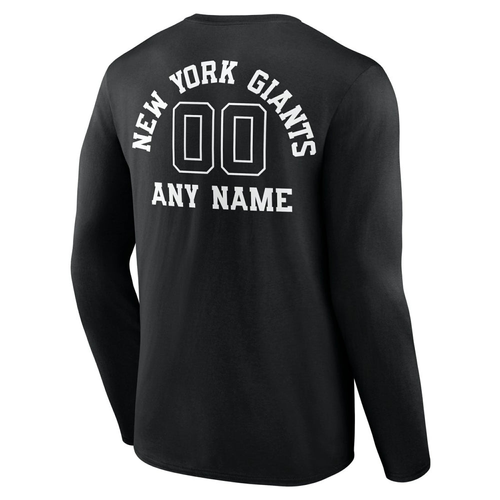 New York Giants Personalized Name & Number Monochrome Long Sleeve T-Shirt Black | NFL